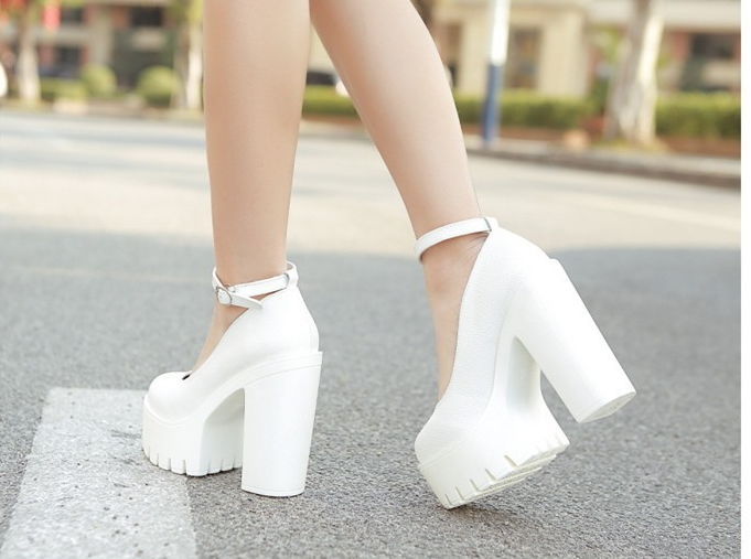Spring Autumn Casual High-Heeled Shoes Sexy Thick Heels Platform Pumps ...