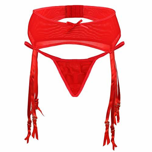 Women's Stretch Mesh Metal Clasp Garter Belt, Red, 2XLUS 10