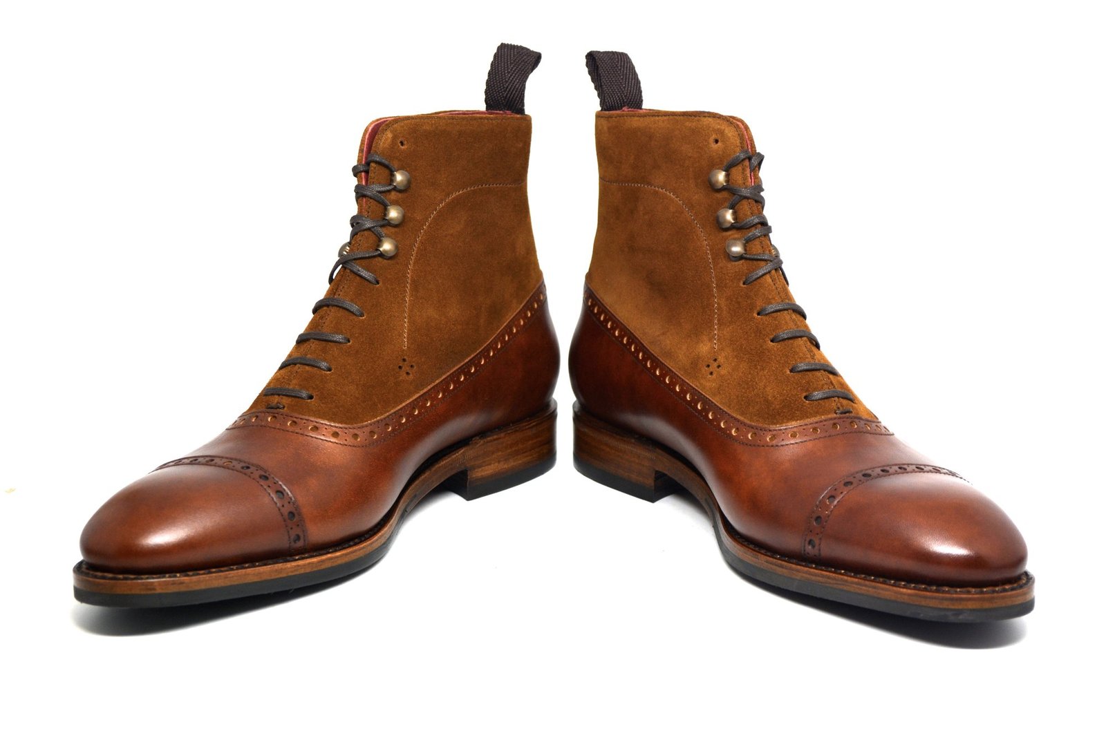 Handmade Men Brown Color Leather Suede Boot, Men Ankle High Lace Up Cap