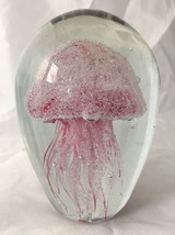 Large Pink Jellyfish Art Glass Paperweight w Inclusion 6&quot; - $64.95