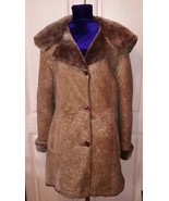 Womens brown hooded sheepskin coat Shearling coat - $100.00