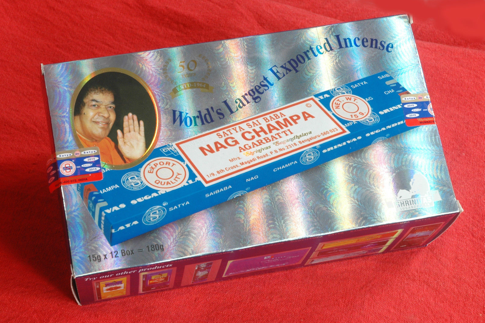 NagChampa by Satya Sai Baba Original incense sticks 12 X 15 GM HERBAL