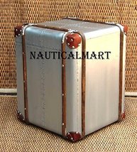 NauticalMart Aviator Bedside Trunk Metal End Table with 2 Drawers Hotel Furnitur image 4