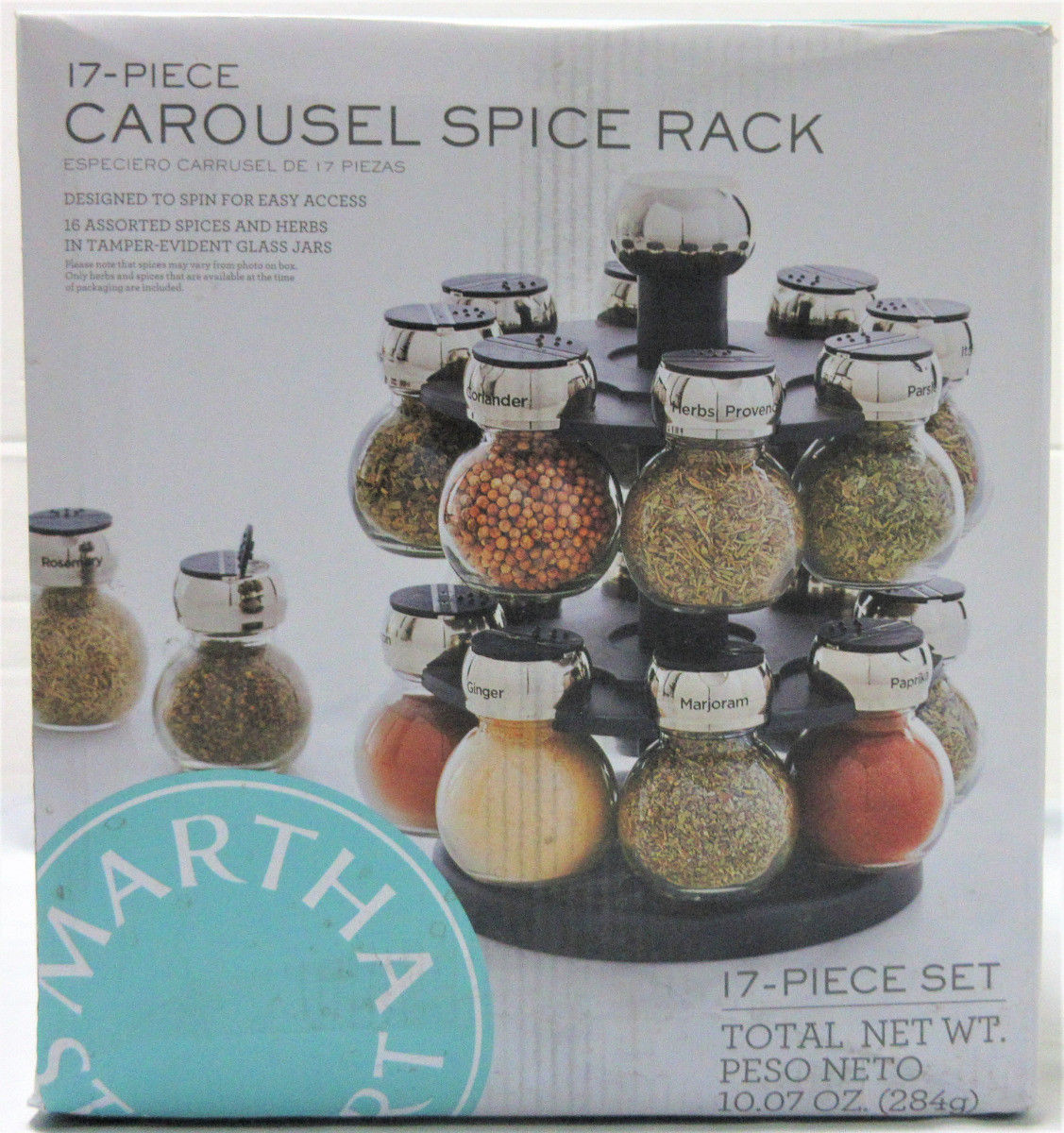 Martha Stewart 16 Herb & Spice Replacement Jars for Carousel Spice Rack