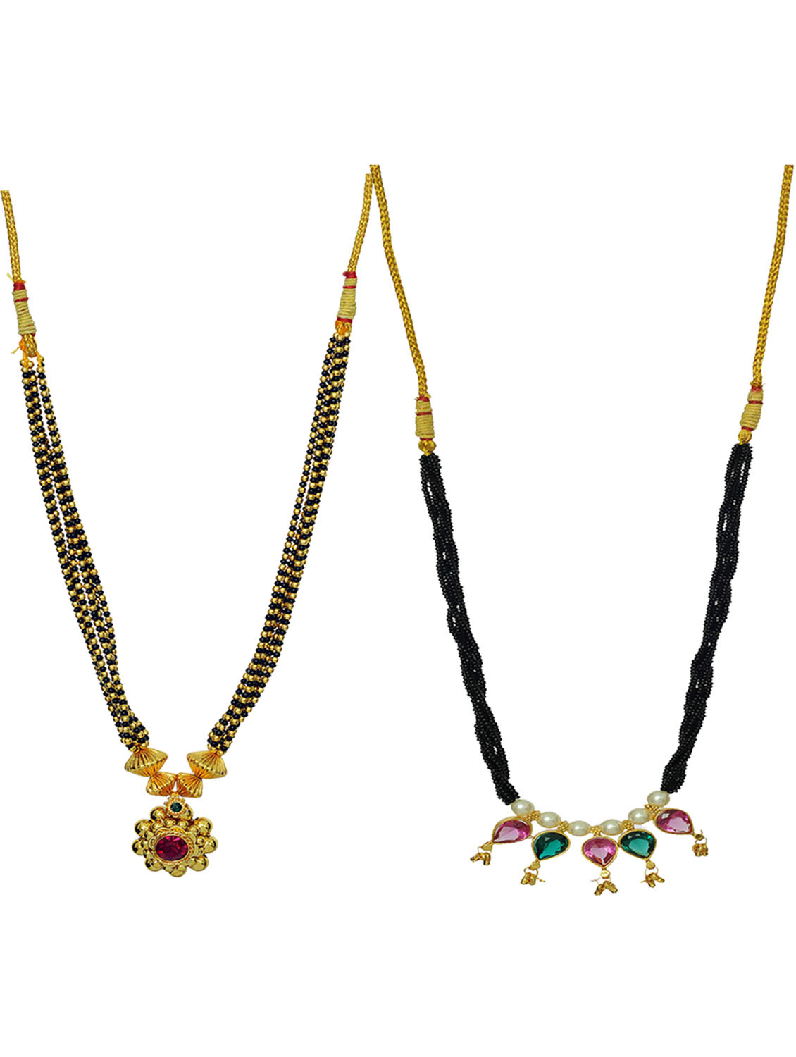 Womens Trendz Laxmi Pendant Manchali 24K Gold Plated Alloy Mangalsutra