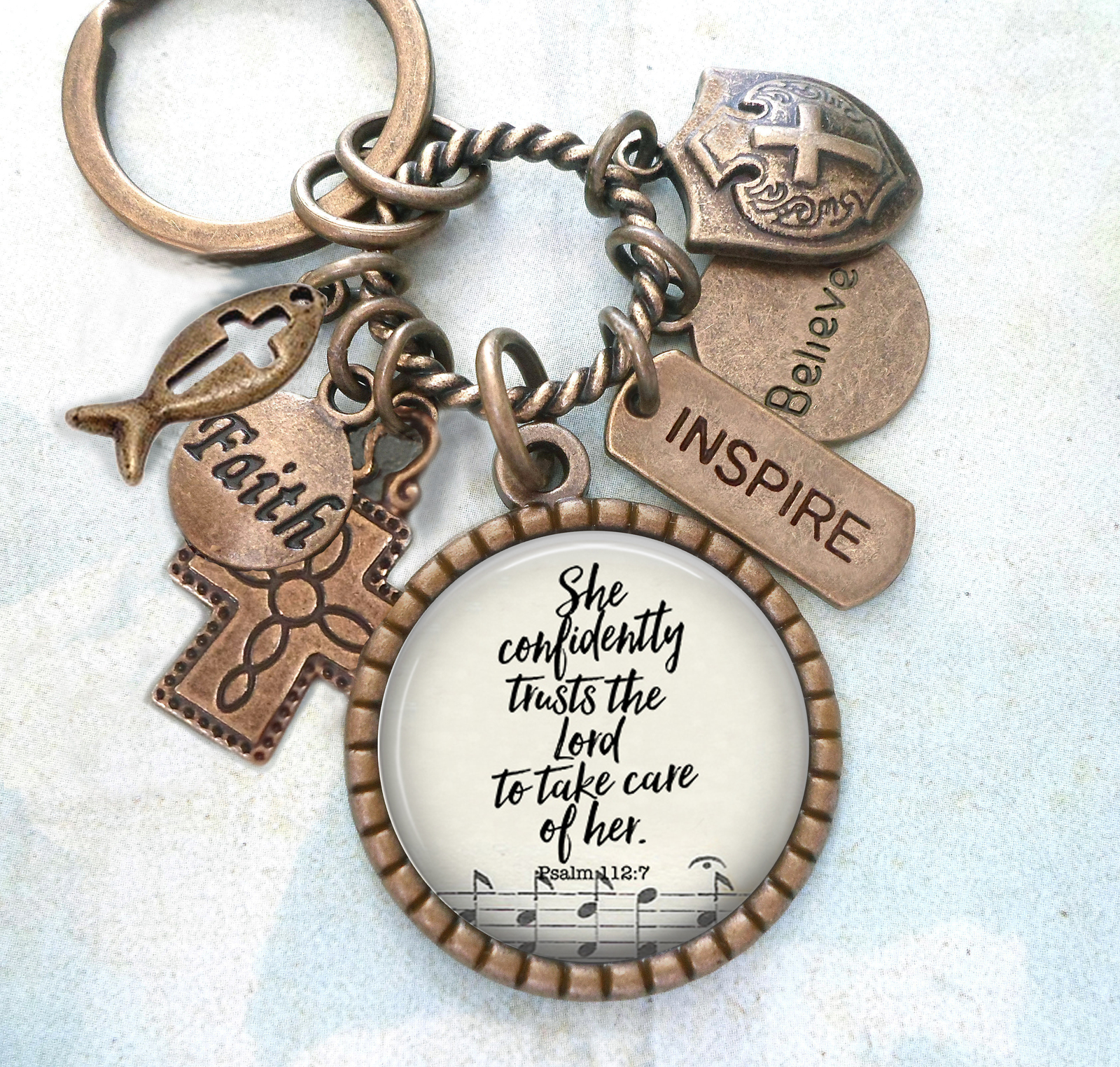 She Confidently Trusts The Lord Key Chain, Psalm 112:7 Christian ...
