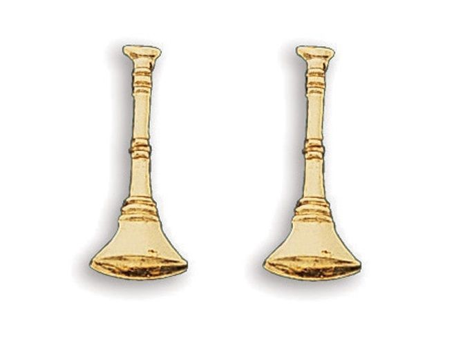Fire Dept Bugles Collar Pins Insignia New Gold Pick Rank Chief Captain