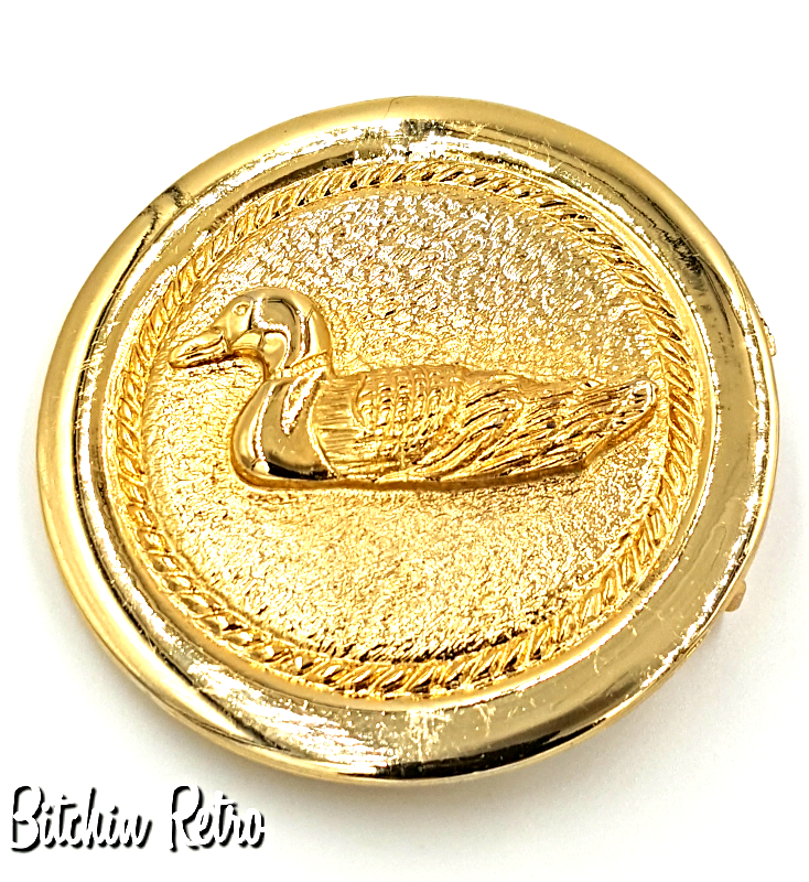 Heather Vintage Belt Buckle with Swimming Duck and Perfect Gift For A Hunter - $19.00