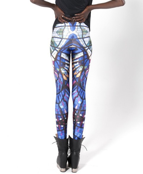 Women Mosaic Style Owl Workout Leggings Blue Art Fitness Pants Yoga Tights Gifts