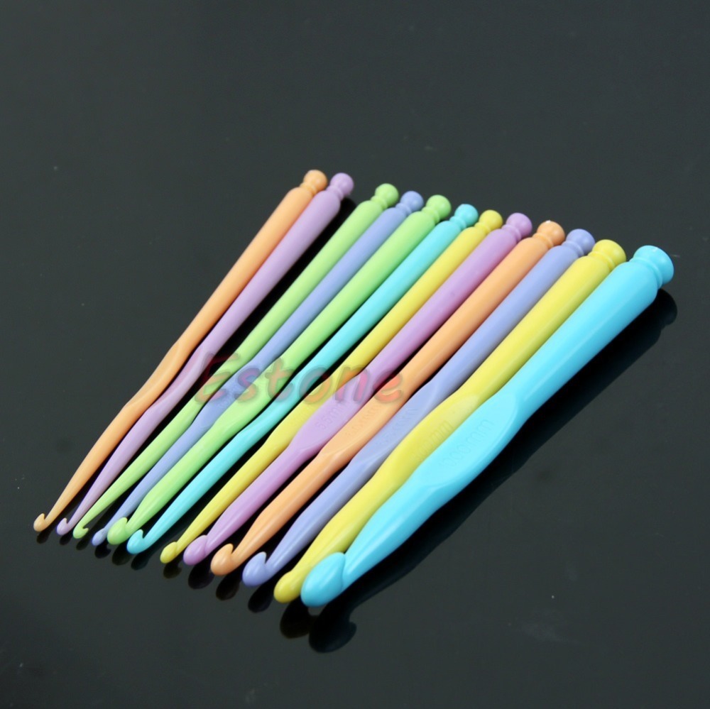 Plastic Knitting Needles Crochet Hooks Knit Needle 1 Set 12Sizes ...