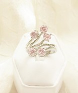Pink Tourmaline and Stainless Steel Ladies Fashion Ring Size 7 - $31.88