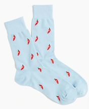 J. Crew Men's Trouser Socks Red Chili Pepper Print One Size Light Blue Heather - $12.00