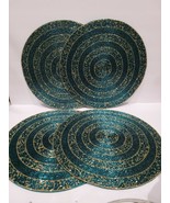 LUXE HABITAT CHRISTMAS TEAL GOLD PEACOCK CHARGER PLACEMATS 15&quot; 4PC - $128.69
