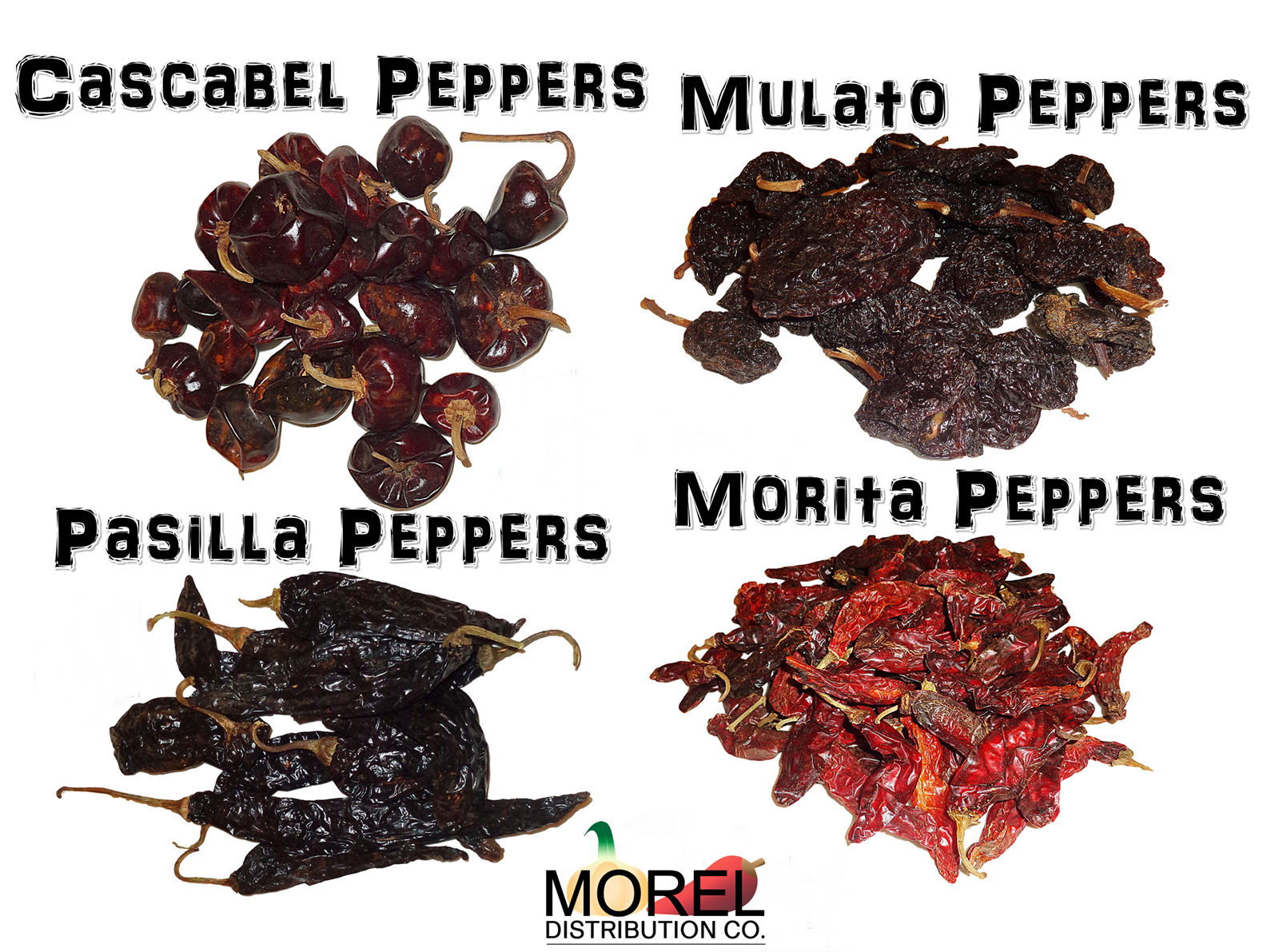 Combo of Dried Chili Peppers: Cascabel, Morita, Mulato, & Pasilla 8 oz ...