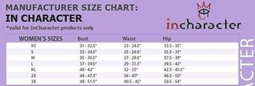 Incharacter Size Chart