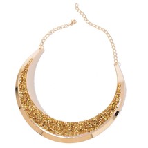 Golden Chroma ION Plated YG Stainless Steel Bib Necklace (18&quot; w/Chain)  ... - $12.63