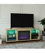 Fireplace TV Stand for 50&quot; 55&quot; 60&quot; 65&quot; 70&quot; Modern Oak Cabinet LED Color ... - $636.02