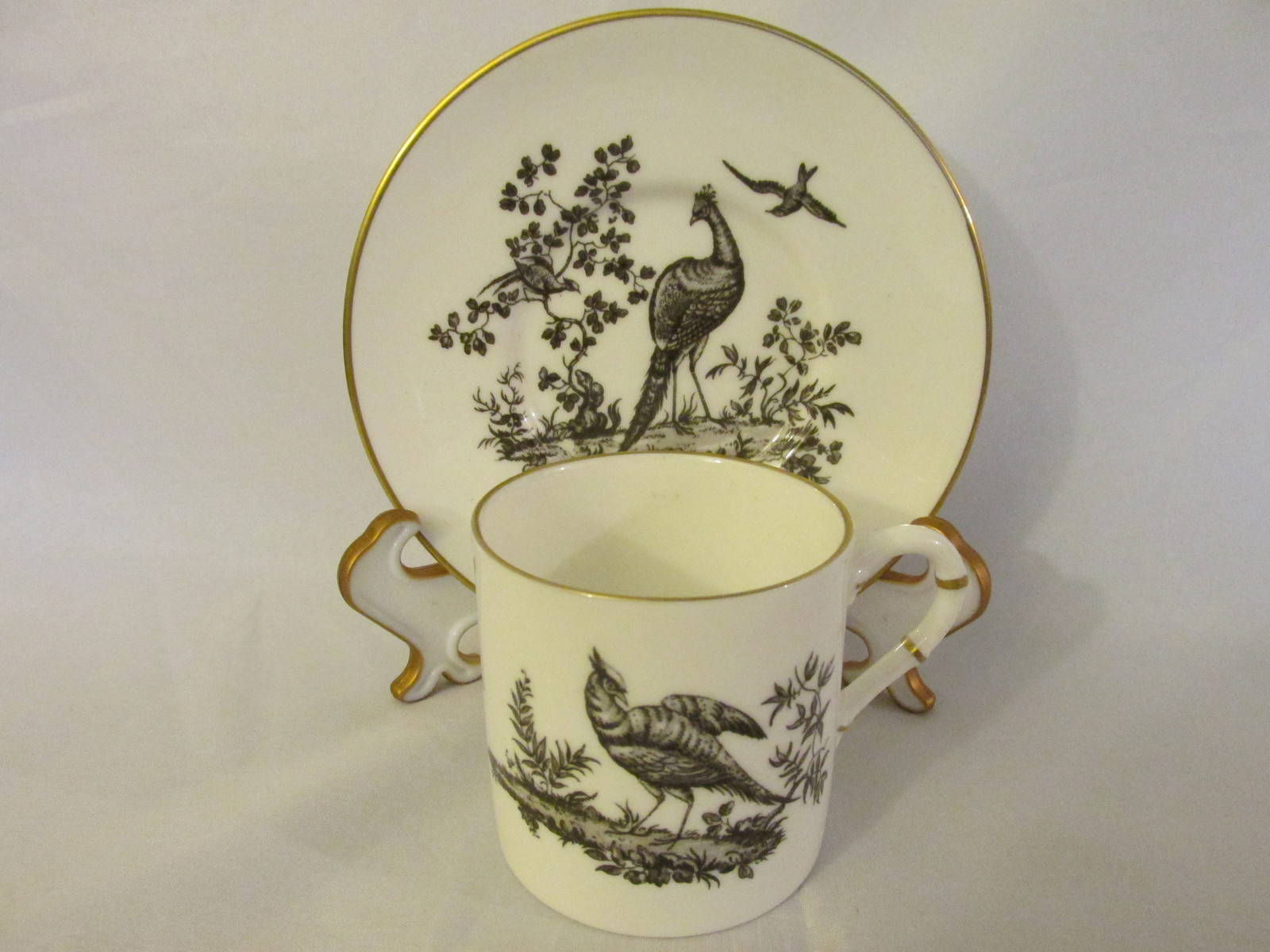 Primary image for Royal Worcester English Bone China Demitasse Cup & Saucer, "Pheasant" - 1950s