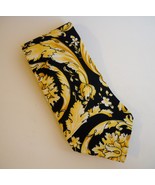 Pour Homme Paris Yellow Black Neck Tie 100% Silk Floral Crown Mens Neckwear - £23.65 GBP