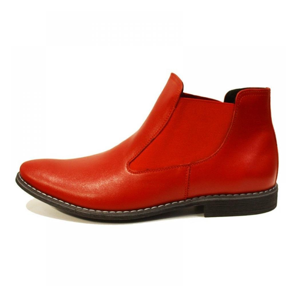 Red Men's Boots Shoes 44 EU Handmade Colorful Italian Leather