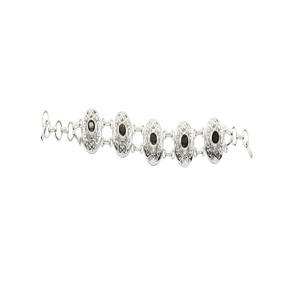 Natural Vintage Round Smoky Quartz Bracelet Jewelry For Gift Length 6.5 ...