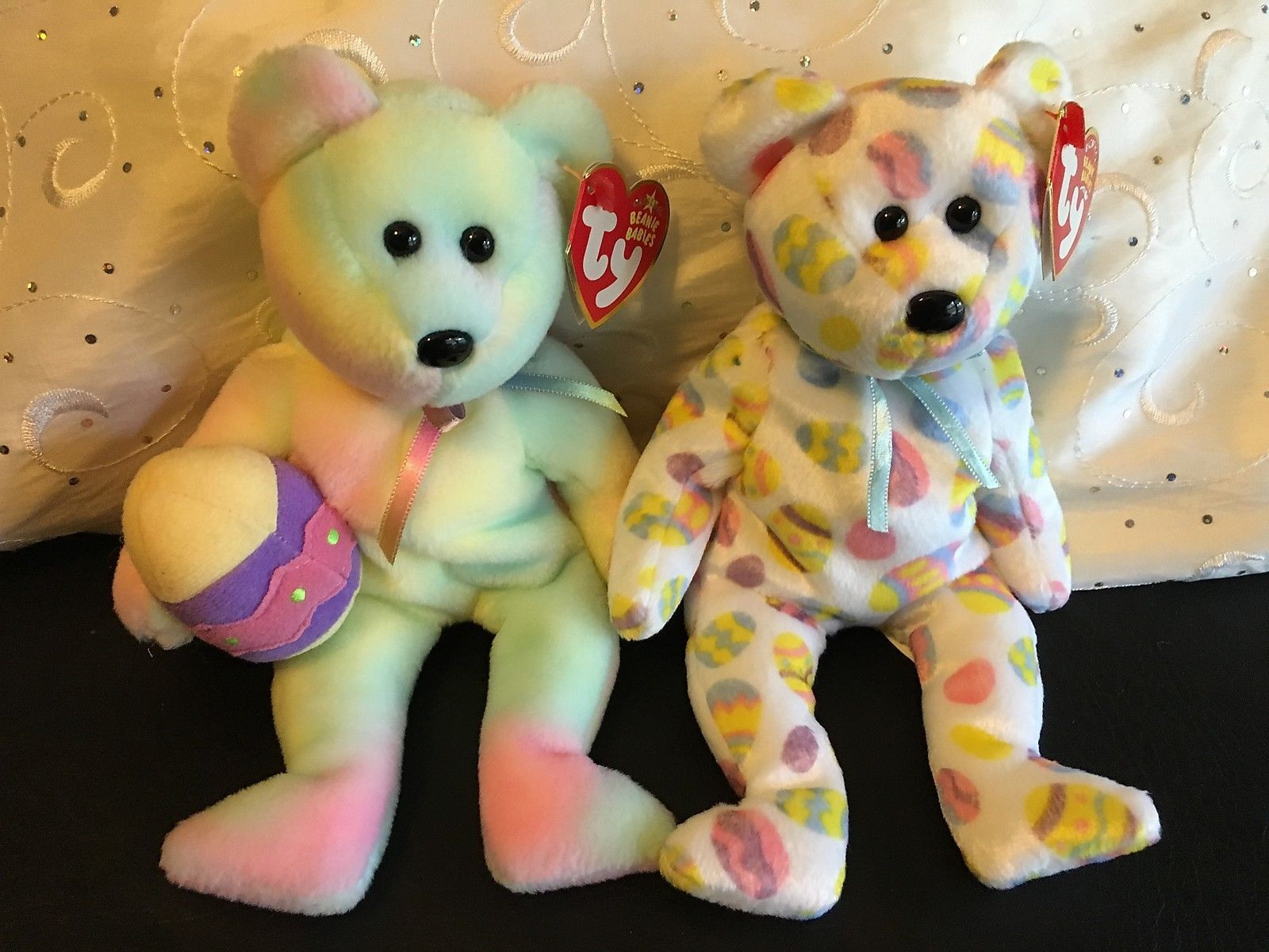 TY BEANIE BABIES BEARS LOT OF (2) EGGS 2004 & EGGS 2006 NWT MINT EASTER