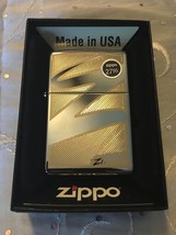 Zippo Logo Windswept Polished Chrome Finish Lighter 24461  - $27.95
