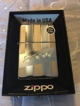 Zippo Logo Lines Polished Chrome Finish Lighter 24701  - $32.50