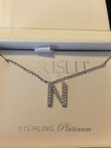 CRISLU Sterling Silver Platinum CZ Initials &quot;N&quot; Necklace &quot;NEW&quot; 16&quot; 75.00... - $43.49