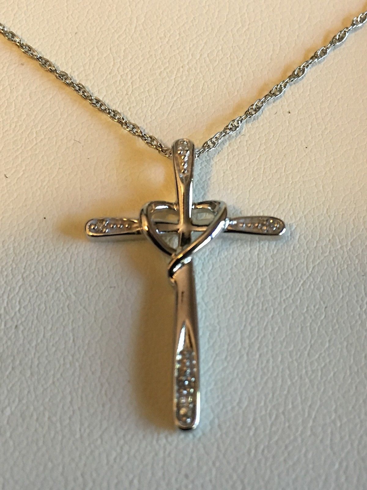 Fred Meyer Jewelers Sterling Silver Diamond Heart Cross Pendant
