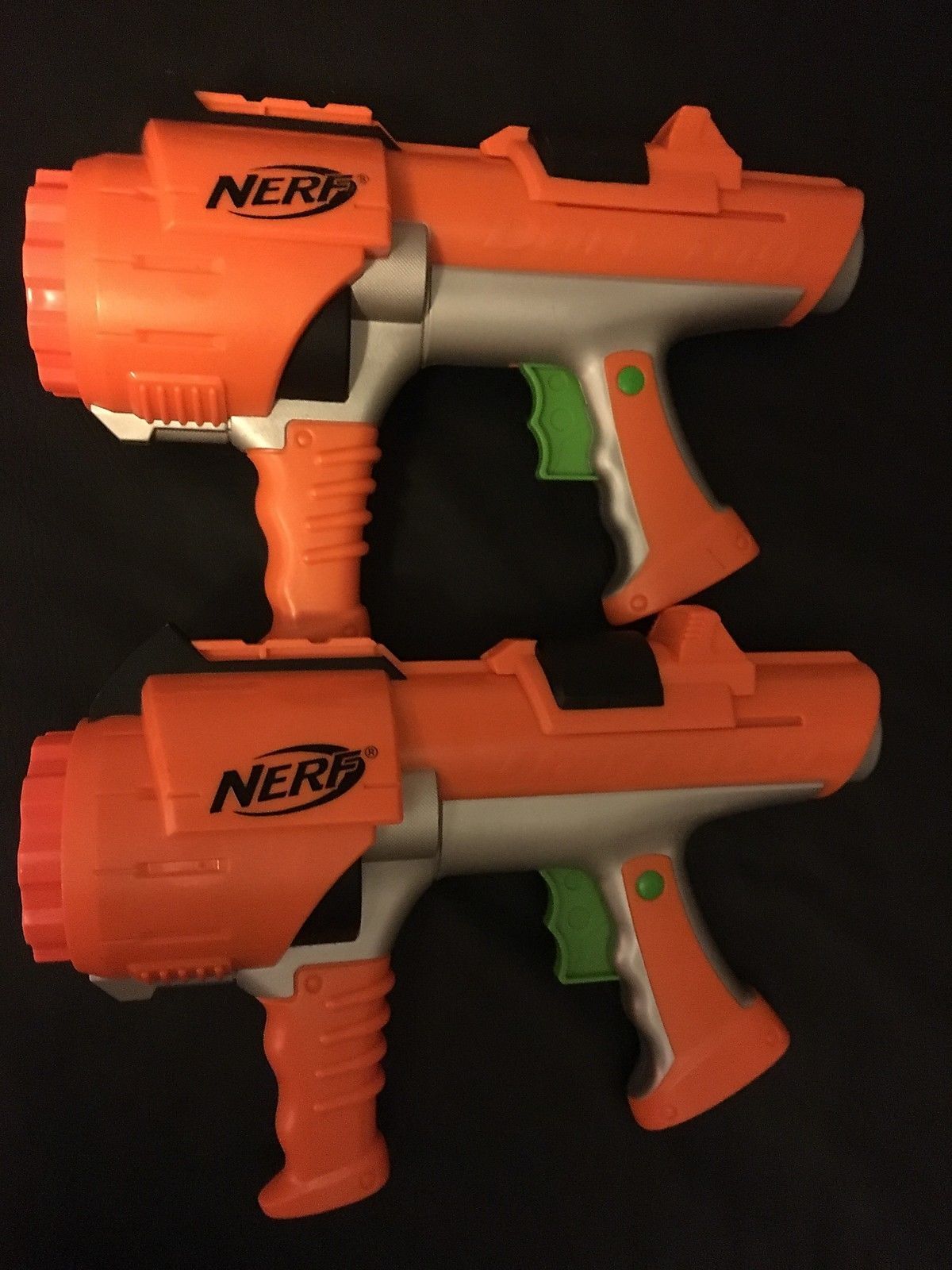 LOT OF 6 NERF DART TAG ORANGE GREEN BLUE BLASTER GUNS HYPERFIRE 10