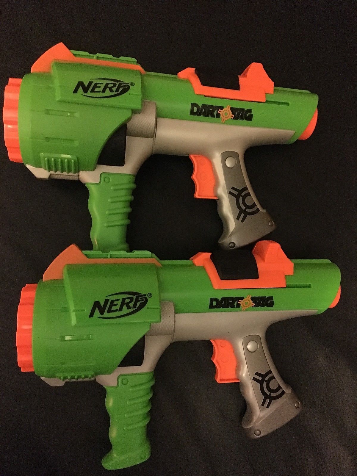 LOT OF 6 NERF DART TAG ORANGE GREEN BLUE BLASTER GUNS HYPERFIRE 10 ...