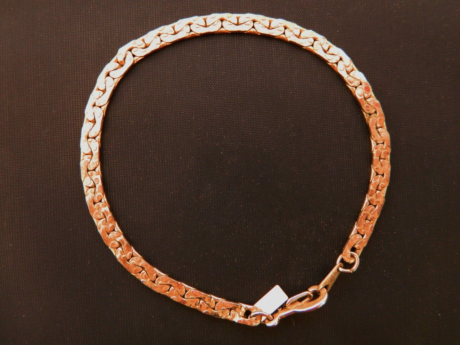 Vintage 14k GP Herringbone Chain Bracelet Marked Korea Delicate 7.5