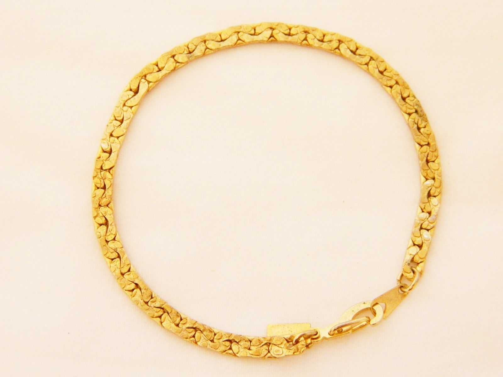 Vintage 14k GP Herringbone Chain Bracelet Marked Korea Delicate 7.5 ...