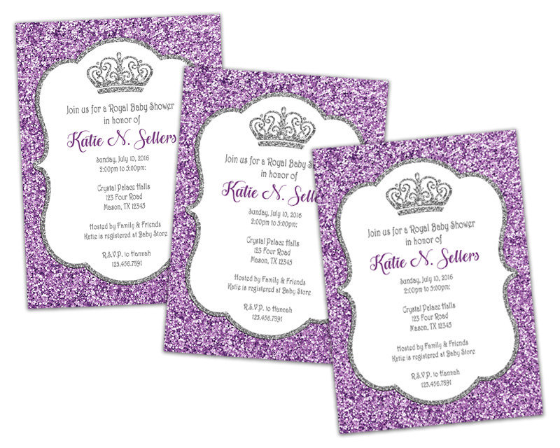 Purple And Silver Baby Shower Invitations 7