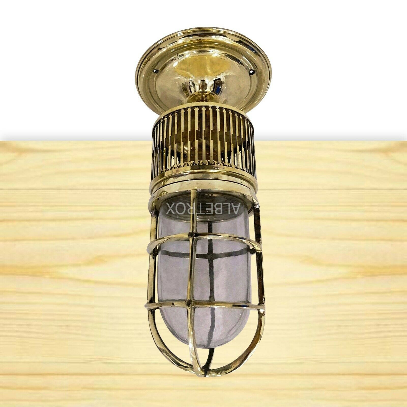 Nautical Bulkhead Light Brass Ship Marine Vintage Antique Ceiling Light Fixture