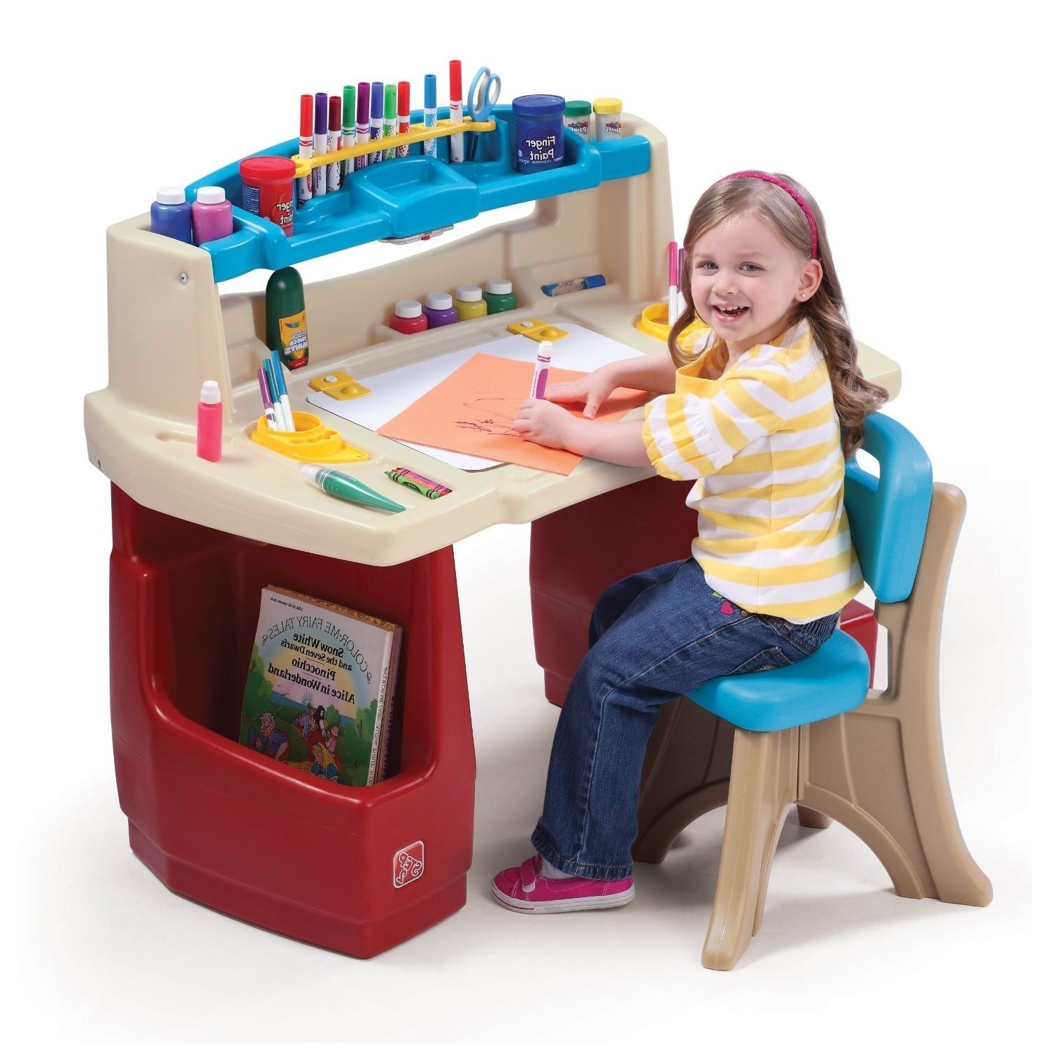 Kids Activity Desk Table Chair Set Craft Toddler Play Storage Playroom