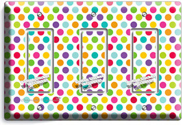 Colorful Pastel Polka Dots Triple Gfi Light Switch Wall Plate Cover Baby Nursery - $16.73