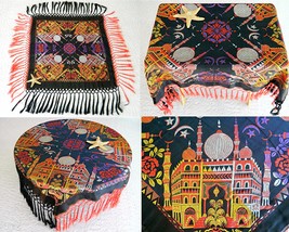 Vintage taj mahal piano scarf shawl tablecloth silk brocade wwii thumb200