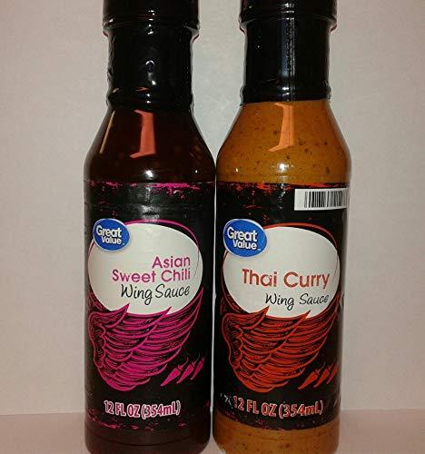 Asian Sweet Chili & Thai Curry Wing Sauce Combo, 12 fl oz Pack of 2