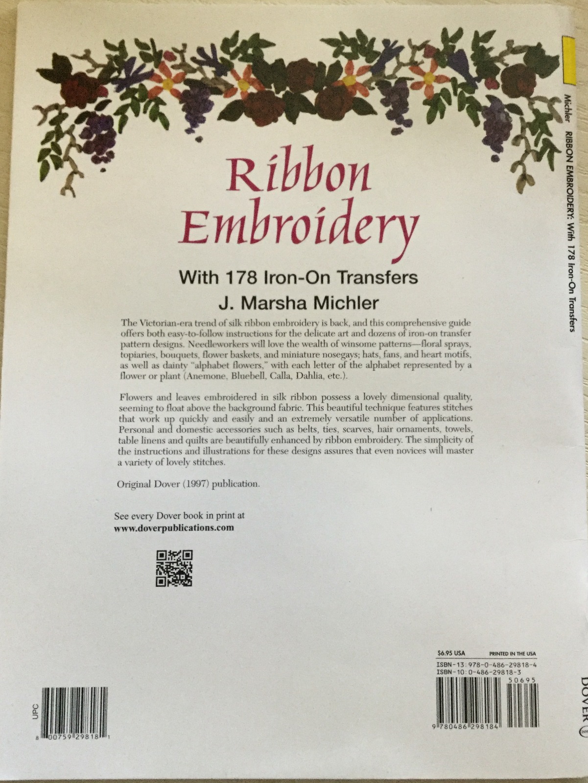 Ribbon Embroidery with 178 Iron On Transfers by J. Marsha Michler