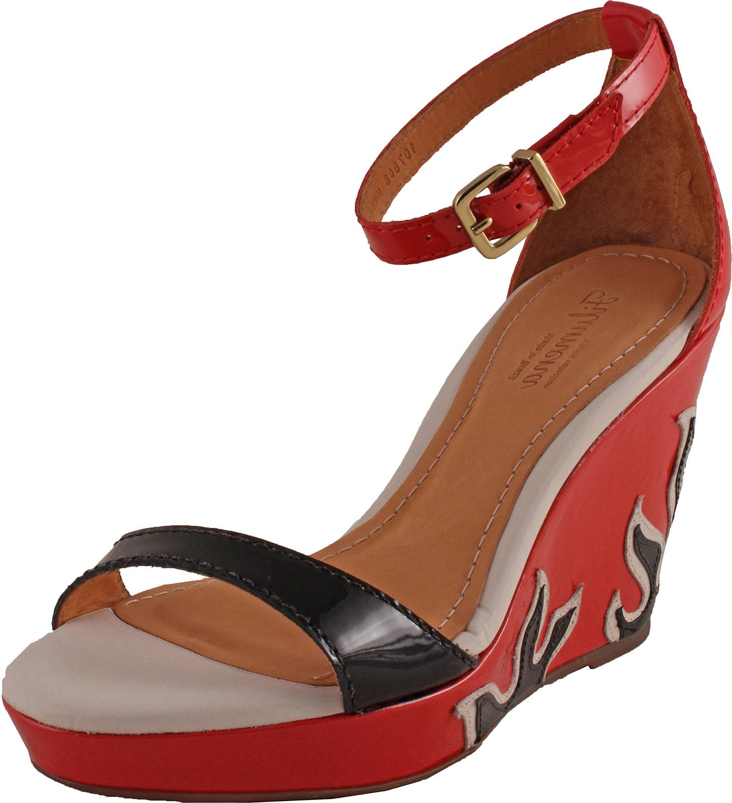 Klimini Women's Red Open Toe Wedge Ankle Strap Multicolor Leather Nubuck 7 US - Women's Shoes