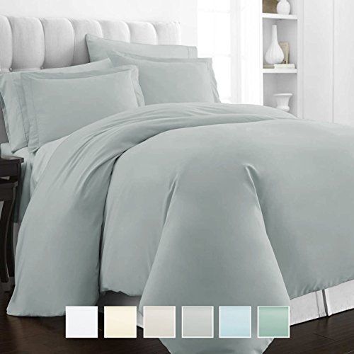 Pizuna 400 Thread Count Cotton Queen Duvet Cover Set, 100 Long Staple