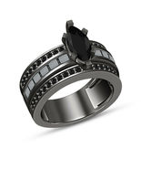 1.50 CT Marquise Simulated Diamond Engagement Wedding Ring 14K Black Gol... - $102.36