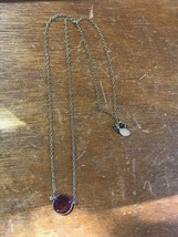 Vintage Avon Signed Dainty Goldtone Chain w Round Purple Faceted Disk Pendant - $6.79