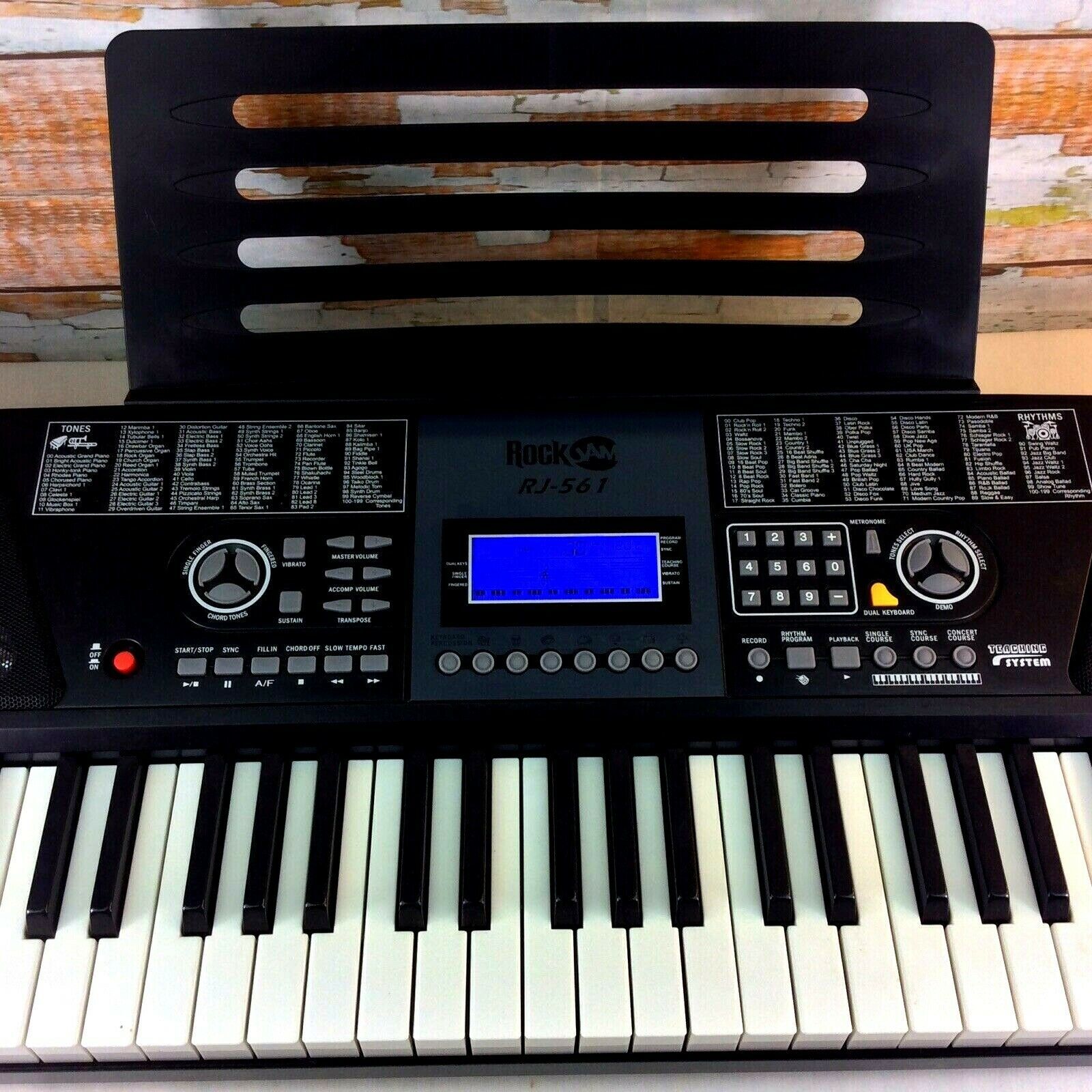 RockJam 61 Key Electronic Keyboard Piano RJ561 LCD Stand Headphones AC