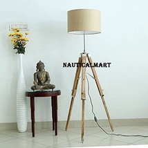 MODERN CONTEMPORARY TRIPOD FLOOR LAMP WITH FABRIC BROWN SHADE BY NAUTICALMART