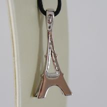 18K WHITE GOLD EIFFEL TOWER PENDANT 27 MM, 1.06 INCHES, ZIRCONIA, MADE IN ITALY image 3