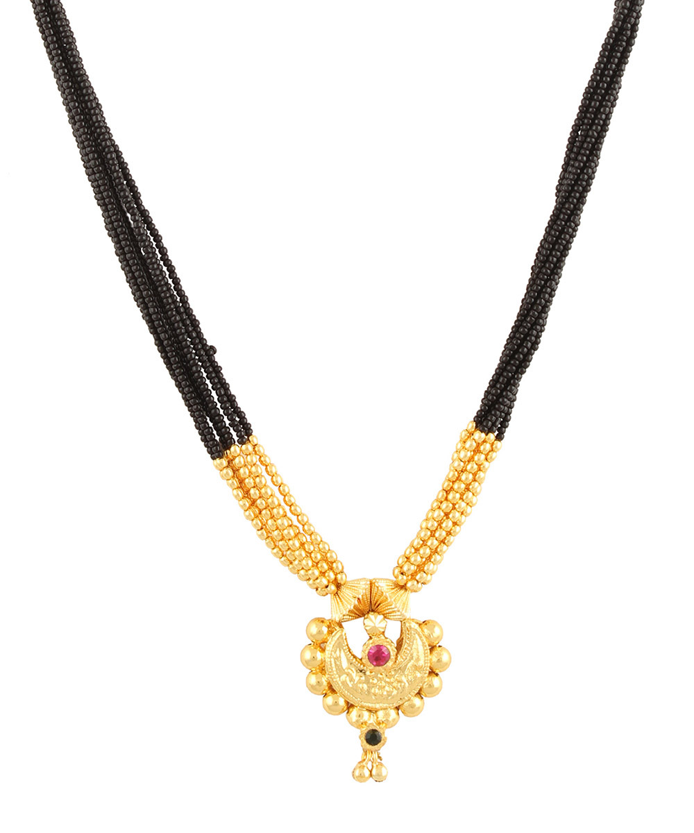 Womens Trendz Laxmi Pendant Manchali 24K Gold Plated Alloy Mangalsutra