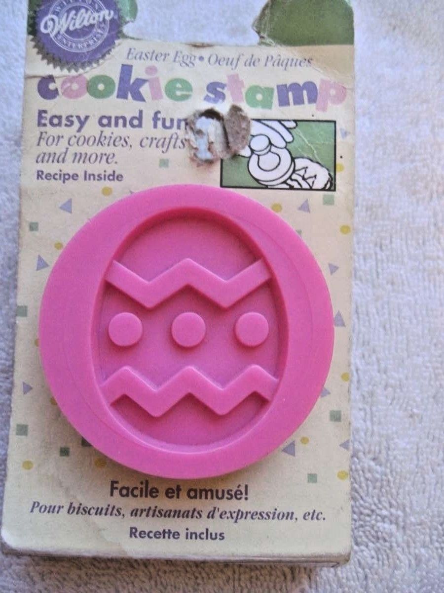 Wilton Easter Egg Cookie Stamp Pink Silicone 1997 Decorating Baking ...